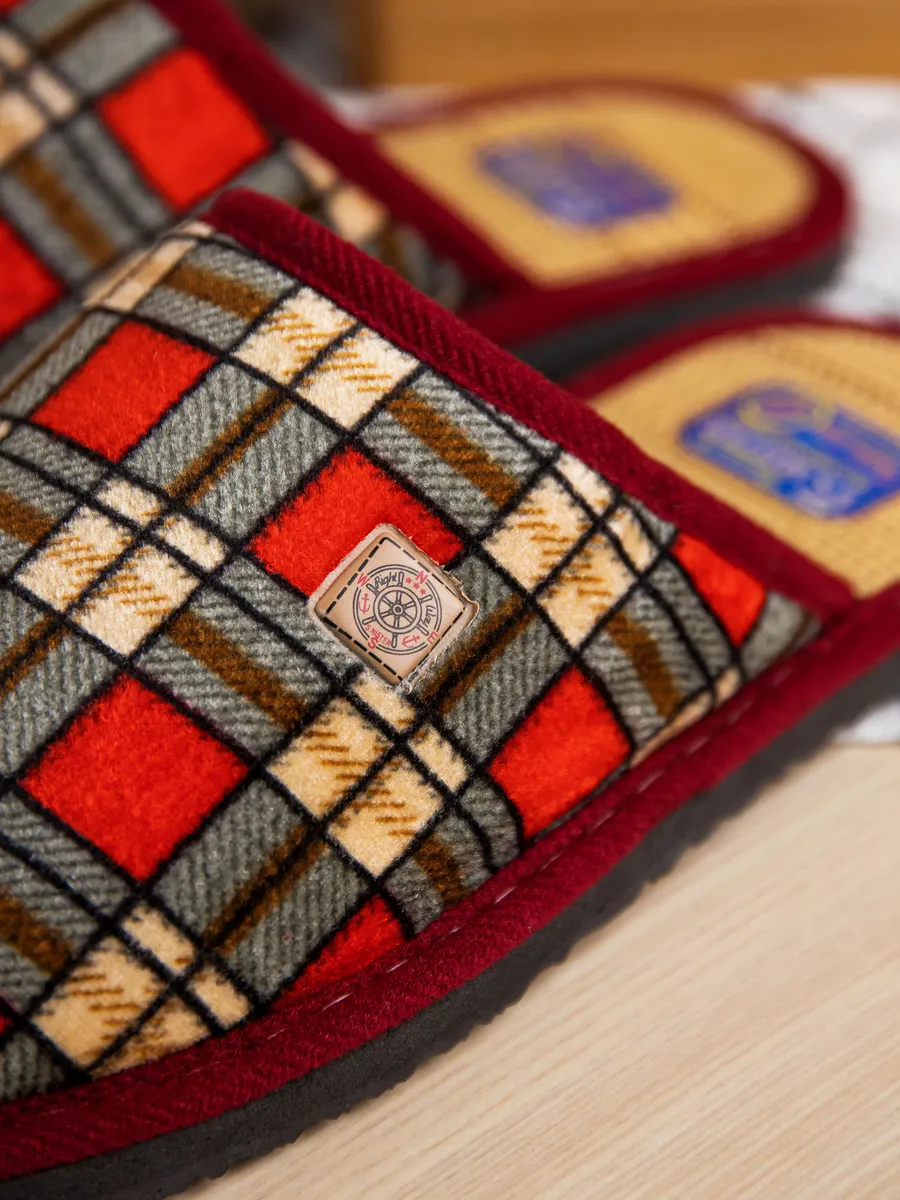 Тапочки домашние мужские А-160-1-08 в клетку закрытые (р.40/41)