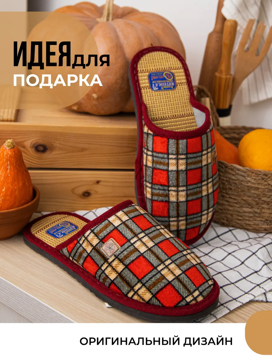 Тапочки домашние мужские А-160-1-08 в клетку закрытые (р.40/41)