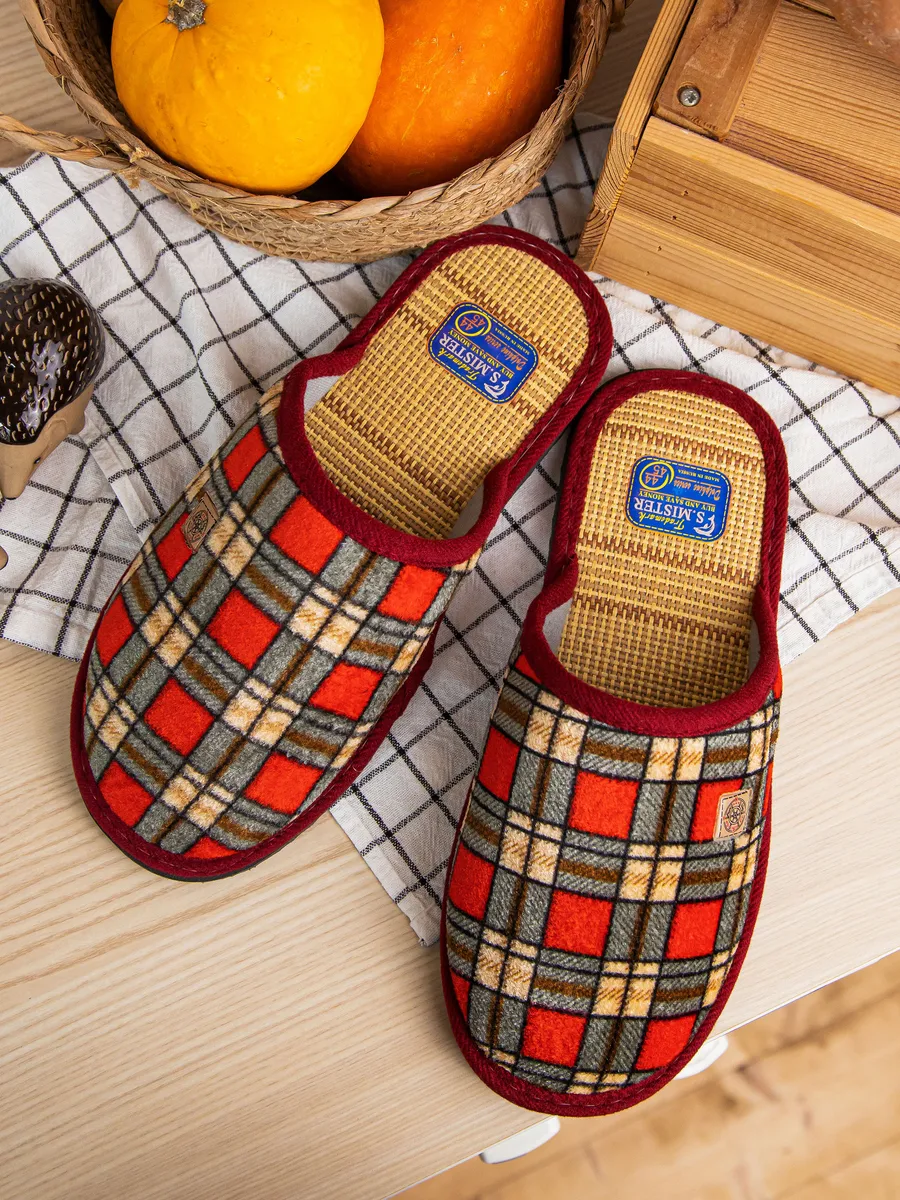 Тапочки домашние мужские А-160-1-08 в клетку закрытые (р.40/41)