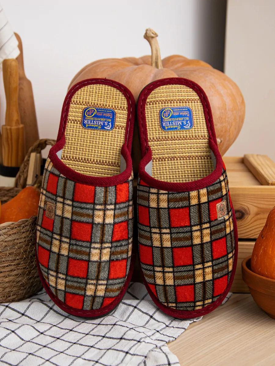 Тапочки домашние мужские А-160-1-08 в клетку закрытые (р.40/41)