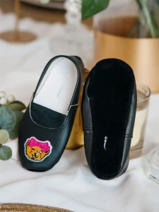 Чешки детские Р-070  черный, медвежонок с бантиком р.23