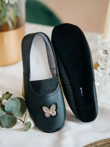 Чешки детские Р-068 черный, бабочка с пайетками р.23