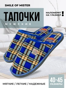 Тапочки домашние мужские А-160-03 в клетку (р.44/45)
